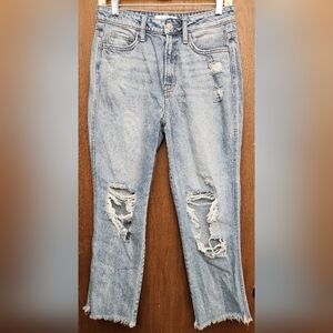 Flying Monkey Light Blue Distressed Ankle Jeans